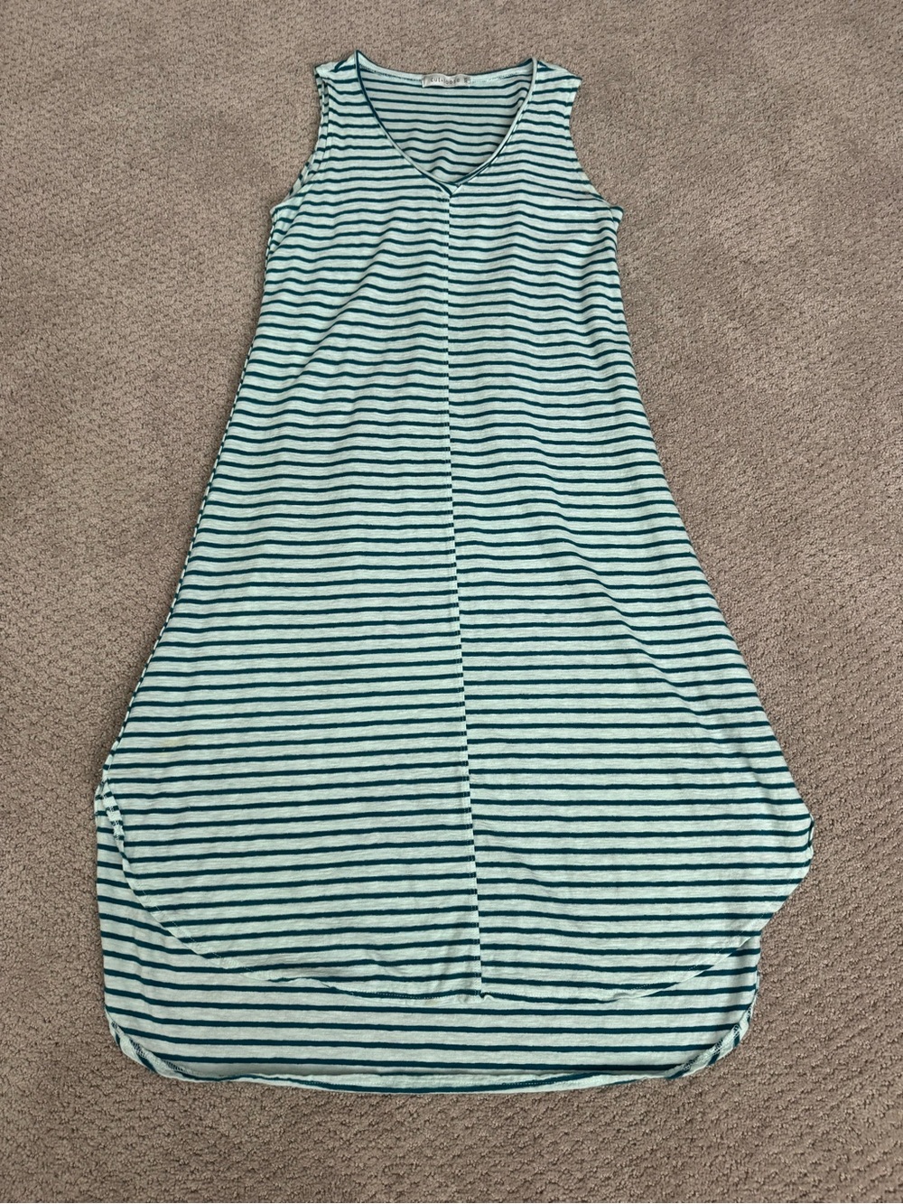 cut loose Teal and White Striped Sleeveless Maxi Dress